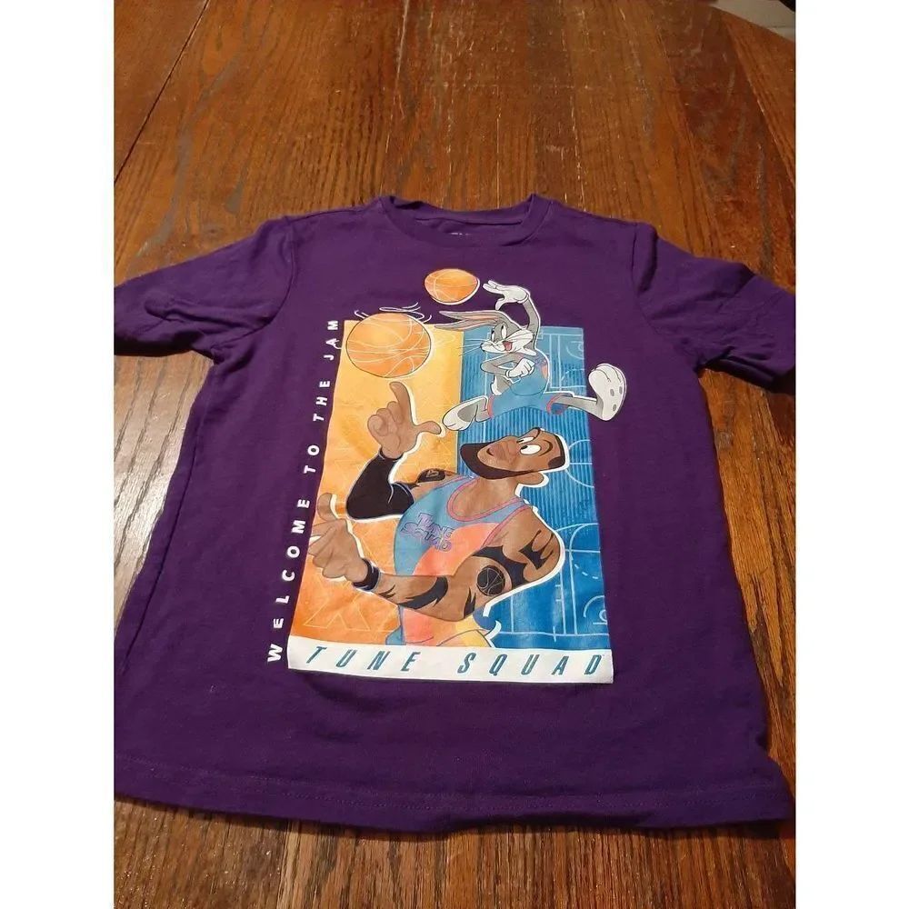 Youth Kids Medium 8 Space Jam New Legacy Purple Short Sleeve Cotton Tee Tshirt